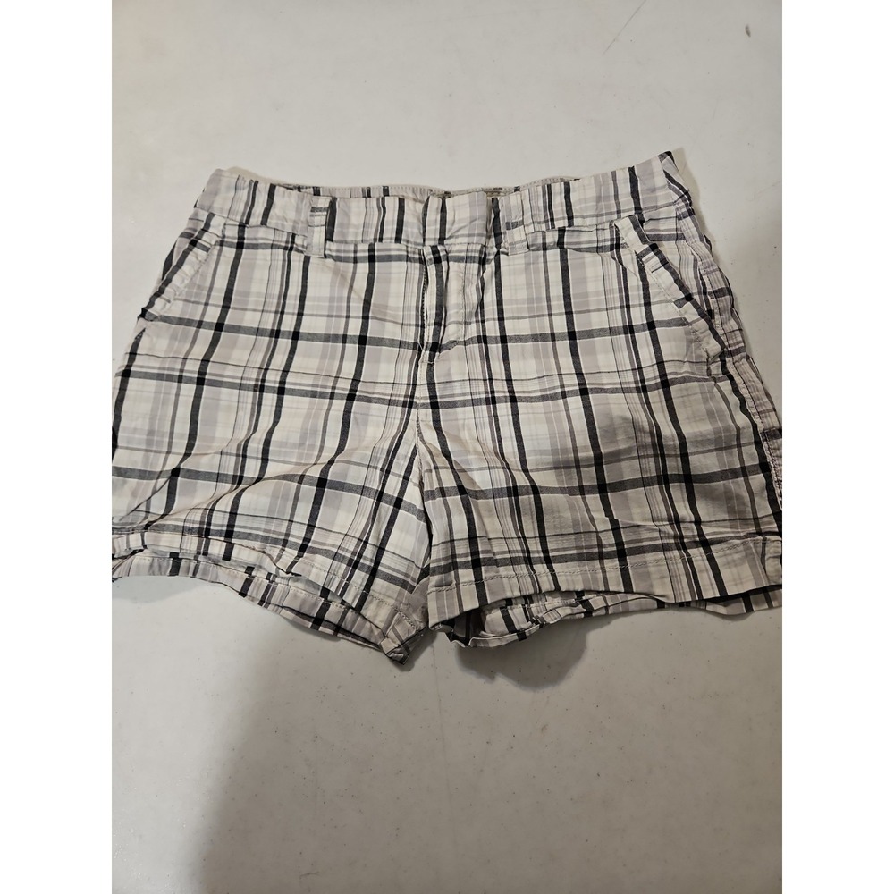 Sonoma Womens Plaid Shorts Size 8 Black/White Casual Flat Front Pockets (1724